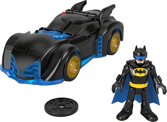 Fisher-Price Imaginext DC Super Friends Batman Toy Shake & Spin Batmobile with Poseable Figure for Pretend Play Kids Ages 3+ Years - Figurio