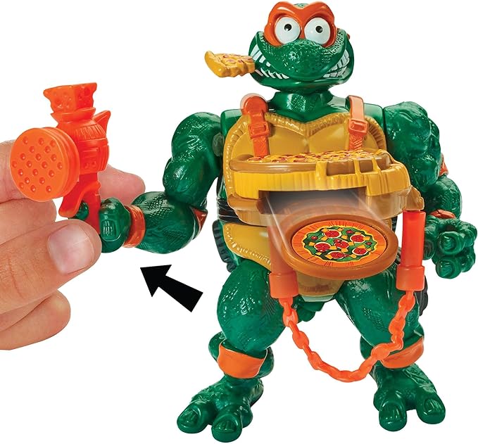 Teenage Mutant Ninja Turtles PlayMates TMNT Pizza Tossin Mike, 5/'' Figure, Launch Pie Discs! - Figurio