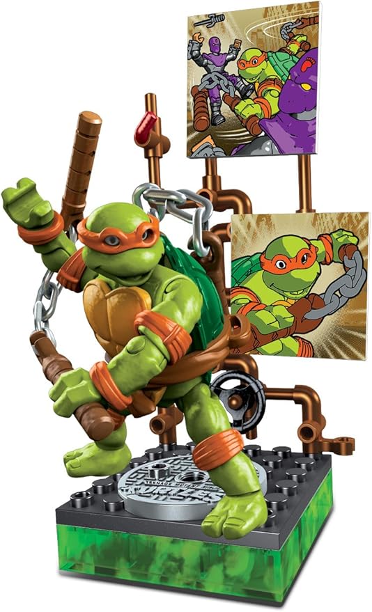 Mega Bloks Teenage Mutant Ninja Turtles Collectors 1987 Classic Michaelangelo Figure - Figurio