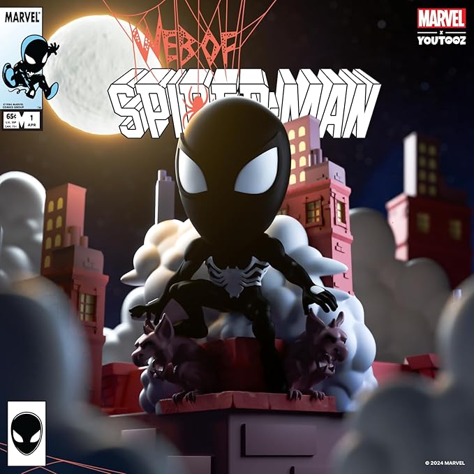 Youtooz Marvel Collection Web of Spiderman #1 4.8 inch Vinyl Figure, Collectible Symbiote Spiderman Action Figure, Symbiote Spiderman, Web of Spiderman #1 Figure - Figurio