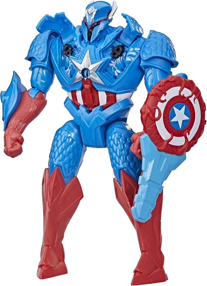 Marvel Avengers Mech Strike Monster Hunters Hunter Suit Captain America Toy, 8-Inch-Scale Deluxe Action Figure, Toys for Kids Ages 4 and Up - Figurio