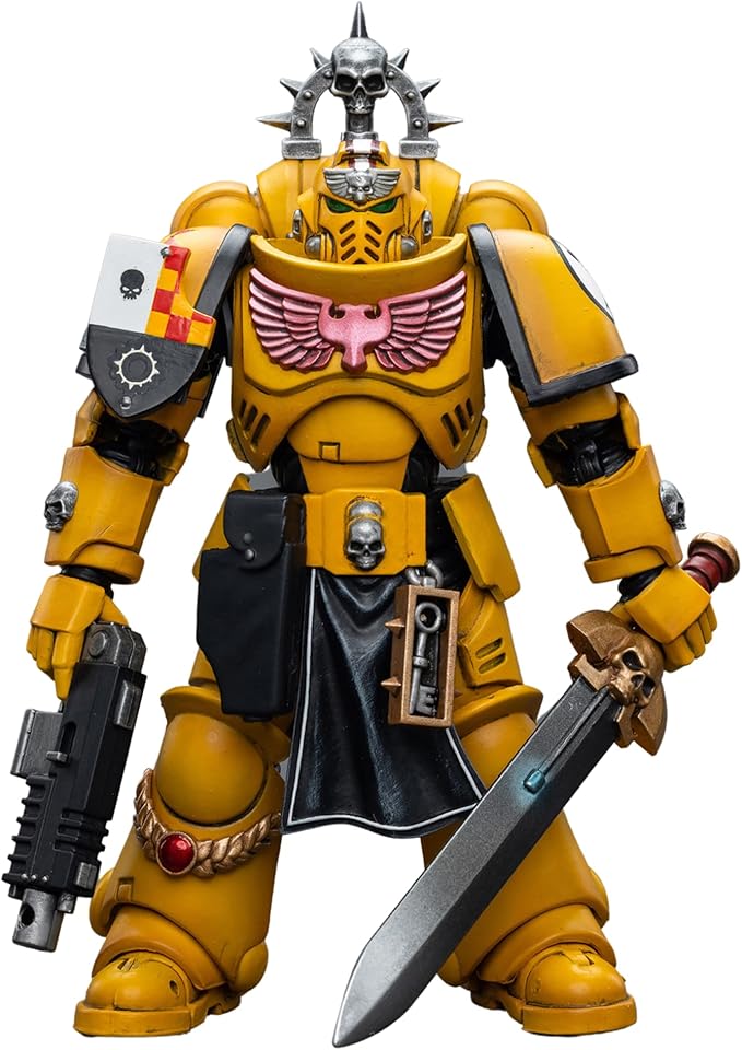 JOYTOY 1/18 Warhammer 40,000 Action Figure Imperial Fists Lieutenant with Power Sword Collection Model (4.8 inch) - Figurio