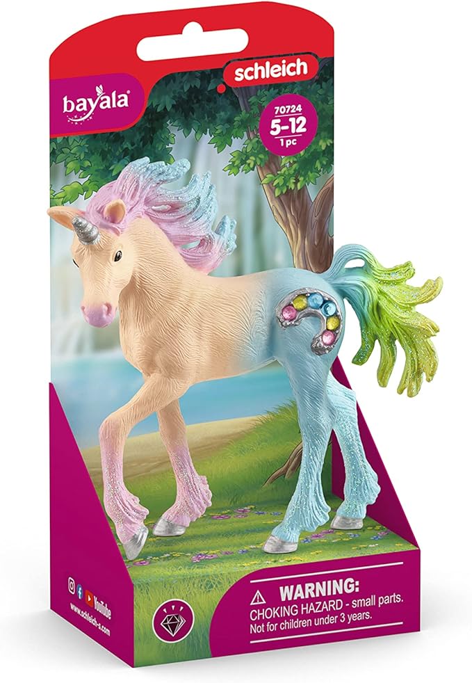 Schleich bayala, Unicorn Toys for Girls and Boys, Marshmallow Unicorn Foal with Gems, Pink, Ages 5+ - Figurio