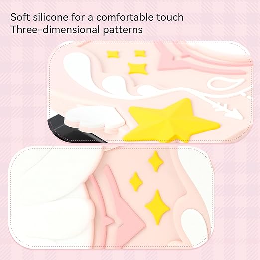 GeekShare Soft Silicone Faceplate Cover for Nintendo Switch/OLED Charging Dock, Anti-Scratch Dock Cover- Star Wings Series (Pink) - Figurio