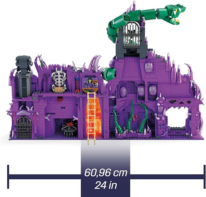 Mega Masters of The Universe Building Toys Set, Snake Mountain with 3802 Pieces, 24 Inches Wide, 6 Micro Action Figures, Adult Collectible - Figurio