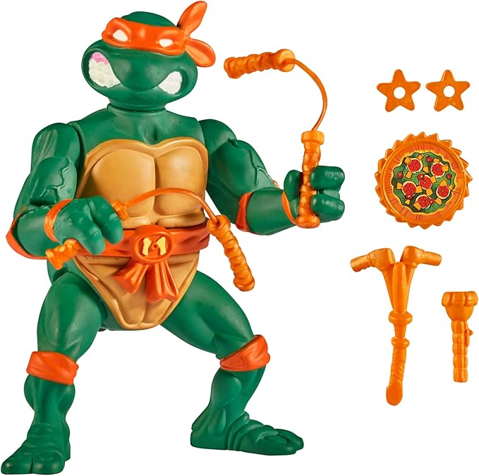 Teenage Mutant Ninja Turtles: 4” Original Classic Storage Shell Michelangelo Basic Figure by Playmates Toys - Figurio