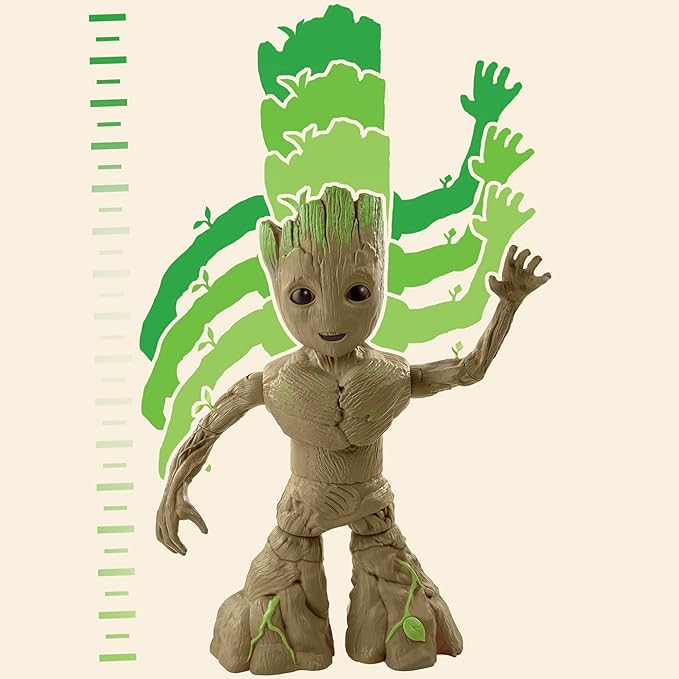 Marvel Studios I Am Groot Groove 'N Grow Groot, 13.5-Inch Interactive Action Figure, Responds to Music and Sounds, Super Hero Toys for Kids 4 and Up - Figurio