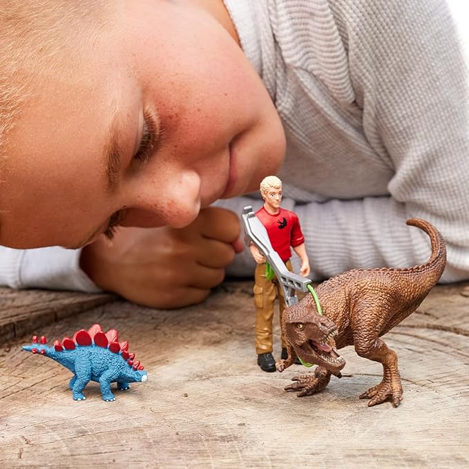 Schleich Dinosaurs, Dinosaur Toys for Kids, Tyrannosaurus Rex Attack 5-Piece Dino Set with T-Rex Toy, Ages 4+ - Figurio