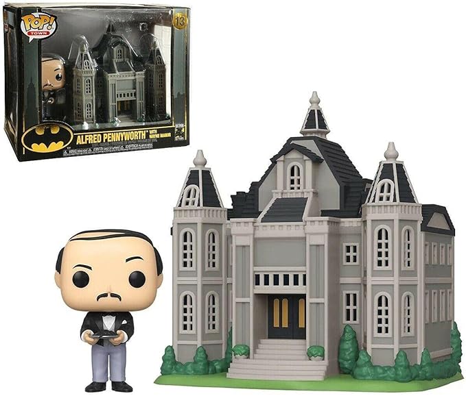 Funko Pop! Town: Batman 80th - Wayne Manor with Alfred Pennyworth Vinyl Figure, Multicolor (45524), 3.75 inches - Figurio