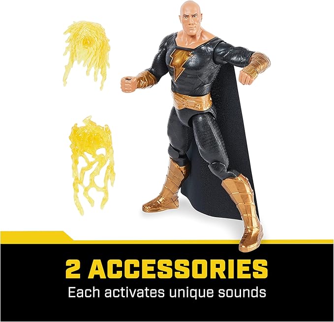 DC Comics, Power Punch Black Adam 12-inch Action Figure, 20+ Phrases and Sounds, Lights Up with 2 Accessories, Black Adam Movie Collectible Kids Toys for Boys and Girls Ages 3 and Up - Figurio