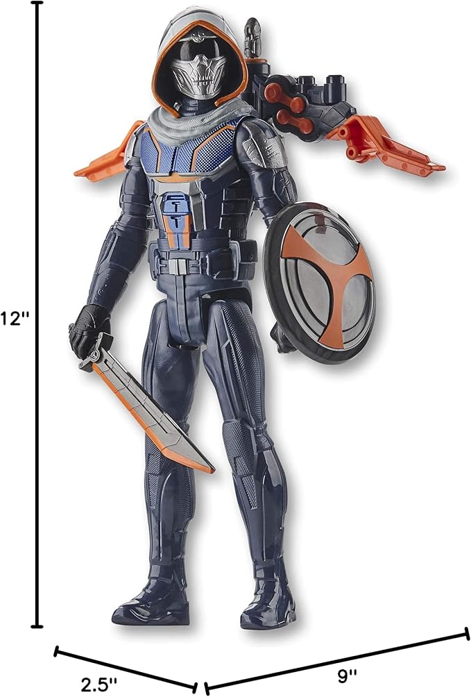 Marvel Black Widow Titan Hero Series Blast Gear Taskmaster Action Figure, 12-Inch Toy, with Launcher and Projectiles, Ages 4 and Up - Figurio