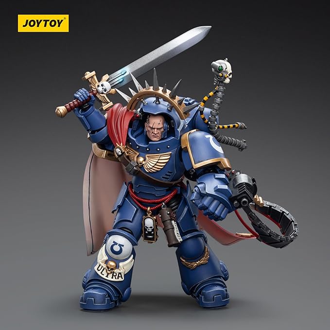 JOYTOY JT7745 40K 1/18 Action Figure Toy, Ultramarines Captain in Gravis Armour, 4-inch Model Set, Gift for Action Figure Enthusiasts and Collectors - Figurio