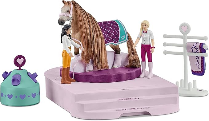 Schleich Horse Club Sofia's Beauties Horse Beauty Salon Stable with Brushing Accessories and Figurines Playset - 99-Piece Horse Beauty Salon Toy for Grooming and Brushing, Gift for Kids Age 4+ - Figurio