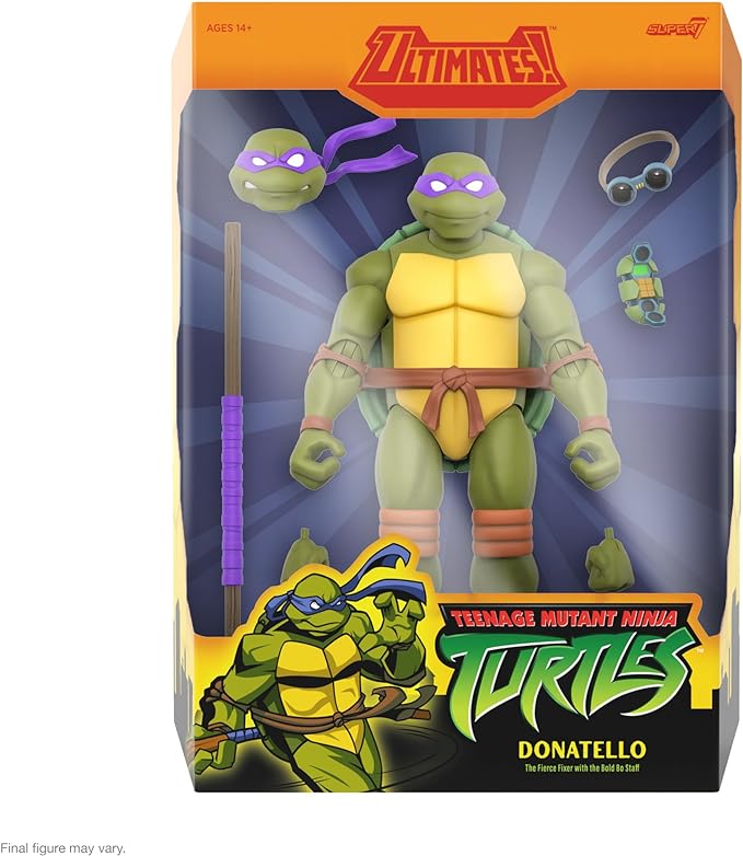 Super7 ULTIMATES! Teenage Mutant Ninja Turtles Donatello - 7" TMNT Action Figure with Accessories Classic Cartoon Collectibles and Retro Toys - Figurio