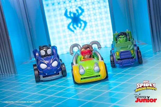 Marvel Spidey and his Amazing Friends 5” Disc Dashers,Little Vehicle 3-Pack - Features Black Panther,Doc Ock,and Hulk - Toys for Kids Ages 3 and Up - Toys Featuring Your Friendly Neighborhood Spideys - Figurio