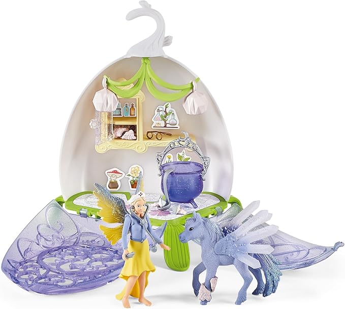 Schleich bayala, 14-Piece Playset, Fairy Toys for Girls and Boys Ages 5-12, Fairy Vet Blossom Toy Set - Figurio