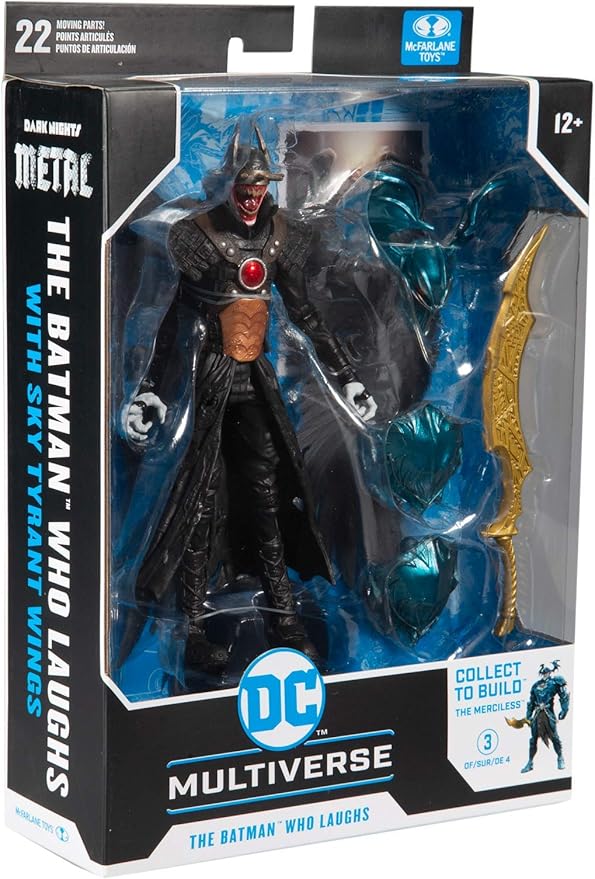 DC Multiverse Batman Who Laughs with Sky Tyrant Wings 7" Action Figure and Build-A Parts for 'The Merciless' Figure - Figurio