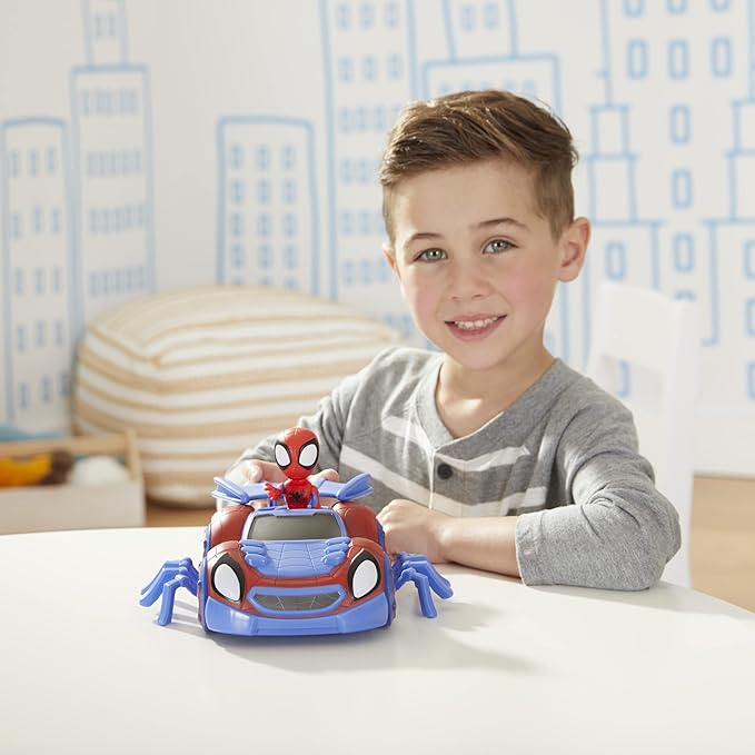 Spidey and His Amazing Friends Marvel Change 'N Go Web-Crawler and Spidey Action Figure, 2-in-1 Vehicle, 4-Inch , for Kids Ages 3 and Up - Figurio