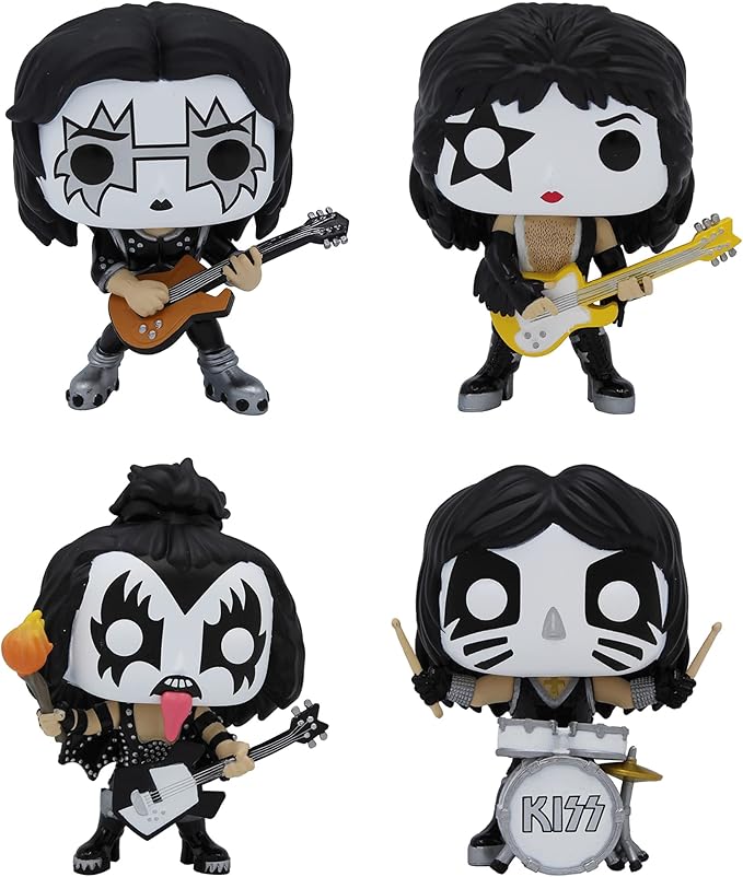 Funko POP! KISS: Band Set - Glow in The Dark Collectible Set - Online Exclusive - The Spaceman, The Starchild, The Demon, The Catman - Figurio