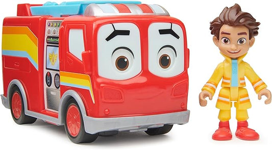 Disney Junior Firebuds, Bo and Flash, Action Figure and Fire Engine Vehicle with Interactive Eye Movement, Kids’ Toys for Boys and Girls Aged 3 and up - Figurio