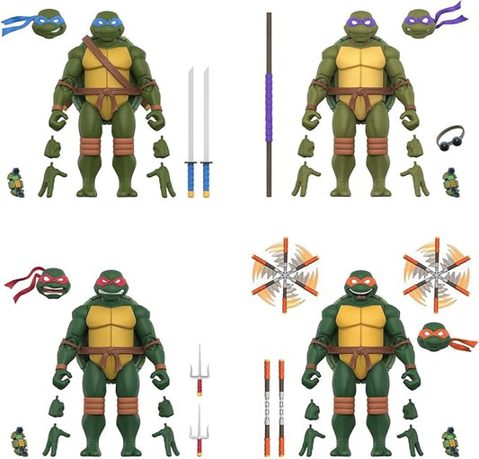 Super7 Teenage Mutant Ninja Turtles ULTIMATES! Wave 12 Bundle - Michelangelo, Leonardo, Donatello and Raphael Action Figure - Figurio