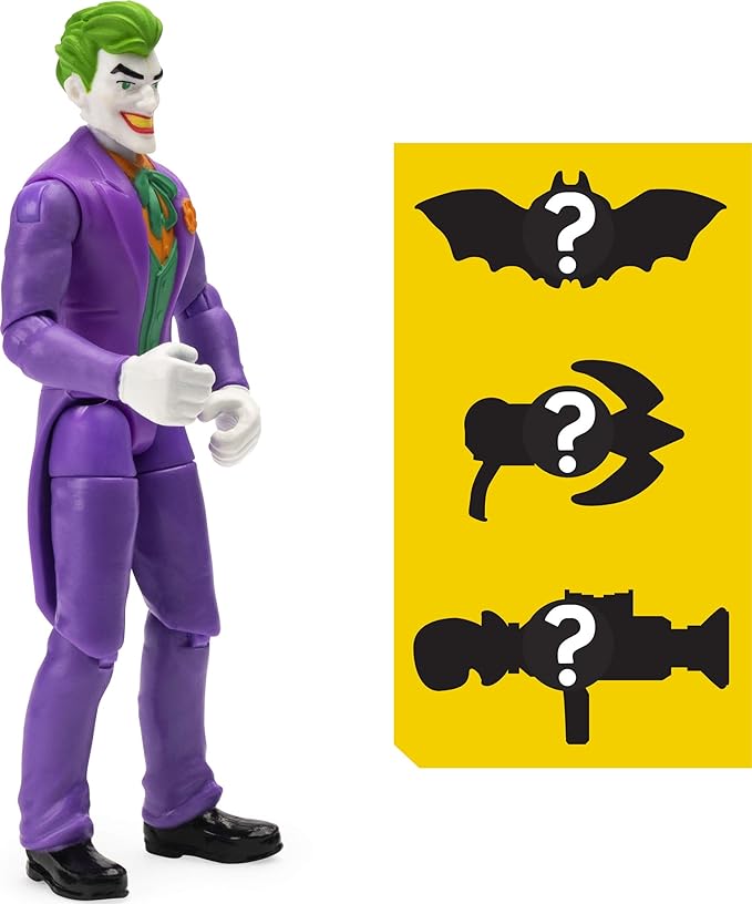 BATMAN 6056747, 4-Inch The Joker Action Figure with 3 Mystery Accessories, Mission 1, Multicolour - Figurio