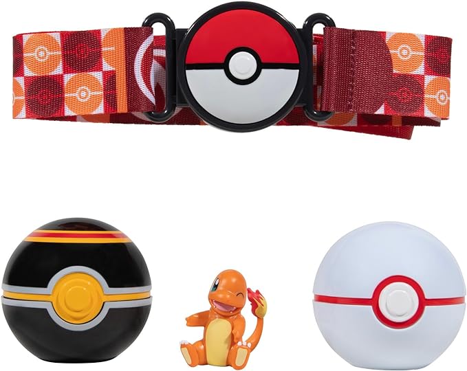 Pokémon Clip ‘N’ Go Belt Set - 2-Inch Charmander Battle Figure with Clip ‘N’ Go Belt Plus Luxury Ball and Pokéball Accessories - Figurio