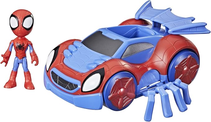 Spidey and His Amazing Friends Marvel Change 'N Go Web-Crawler and Spidey Action Figure, 2-in-1 Vehicle, 4-Inch , for Kids Ages 3 and Up - Figurio