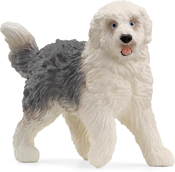 Schleich Farm World New 2024 Farm Animal Toy Old English Sheepdog Dog Figurine - Figurio