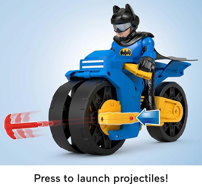 Fisher-Price Imaginext DC Super Friends Batman Toys, XL Batcycle & XL Batman Figure, Each 10 Inches, for Preschool Kids Ages 3+ Years - Figurio