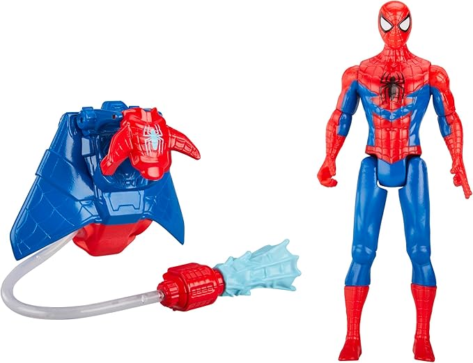 Marvel Spider-Man Aqua Web Warriors 4-Inch Spider-Man Action Figure with Refillable Water Gear Accessory, Action Figures for Boys and Girls 4 and Up - Figurio