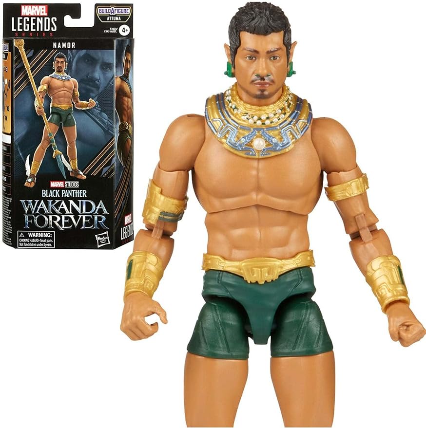 Marvel Legends Series Black Panther Wakanda Forever Namor 6-inch MCU Action Figure Toy, 3 Accessories, 1 Build-A-Figure Part - Figurio