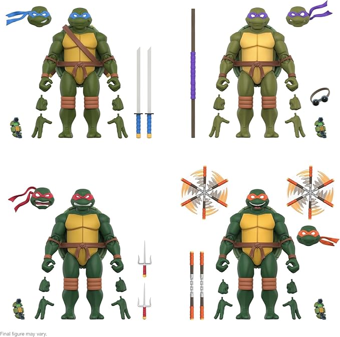 Super7 Teenage Mutant Ninja Turtles ULTIMATES! Wave 12 Bundle - Michelangelo, Leonardo, Donatello and Raphael Action Figure - Figurio