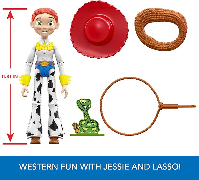 Mattel Disney Pixar Toy Story 12-inch Lasso Jessie Posable Action Figure, Lasso Accessory with Roping Action Doubles as Role Play Accessory - Figurio