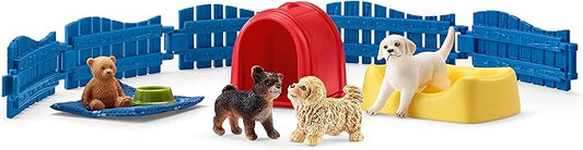 Schleich Farm World Puppy Pen 13-piece Educational Playset for Kids Ages 3-8 - Figurio