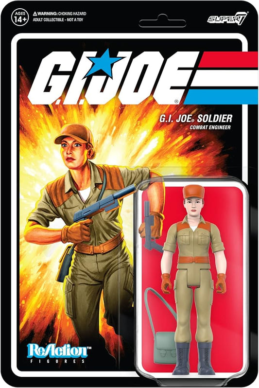 Super7 G.I. Joe Female Combat Engineer Bun Hair (Pink) 3.75 in ReAction Figure Classic Collectibles and Retro Toys - Figurio