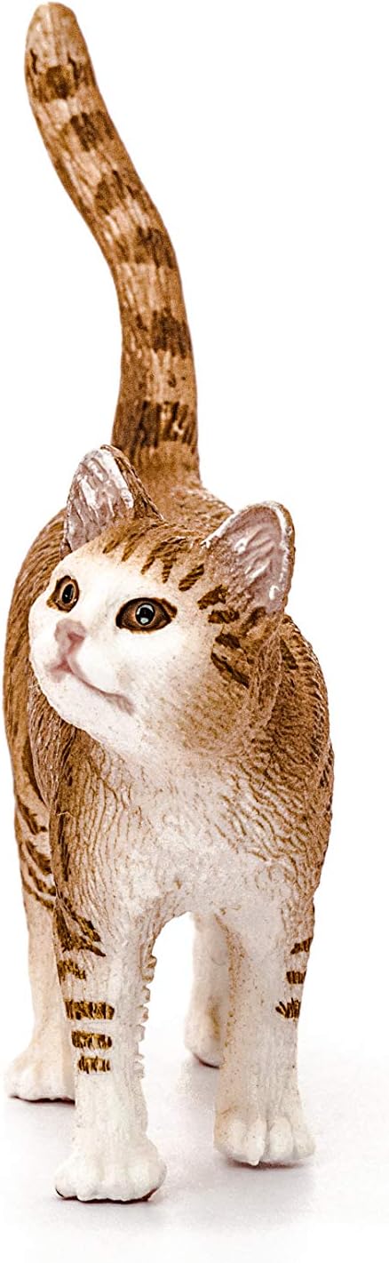 Schleich Farm World, Realistic Cute Cat Toys for Boys and Girls, Orange and White Tabby Cat Toy, Ages 3+ - Figurio