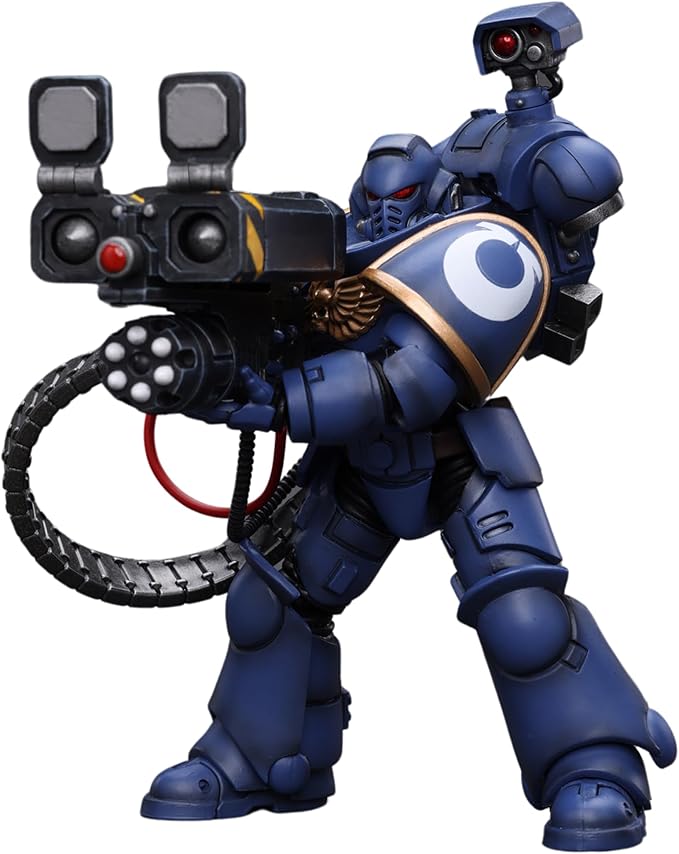 JOYTOY Warhammer 40K 1/18 Action Figure Ultramarines Desolation Marine with Castellan Launcher Superkrak Collection Anime Model Gift (4-inch) - Figurio