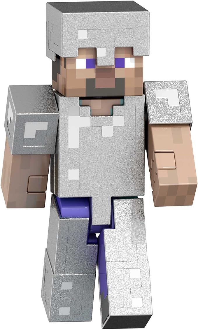 Mattel Minecraft Diamond Level Steve Action Figure & Die-Cast Accessories, Collectible Toy Inspired by Video Game, 5.5 inch - Figurio