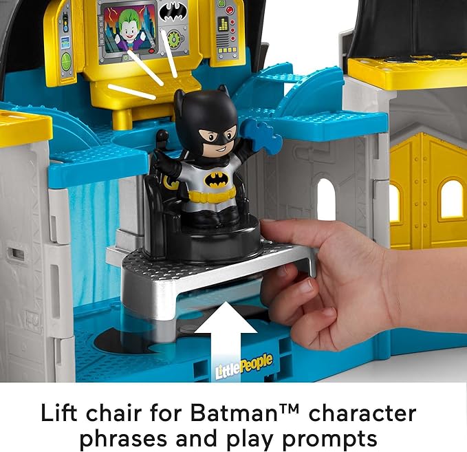 Fisher-Price Little People DC Super Friends Toddler Toy Deluxe Batcave Playset with Batman Figure for Pretend Play Ages 18+ Months (Amazon Exclusive) - Figurio