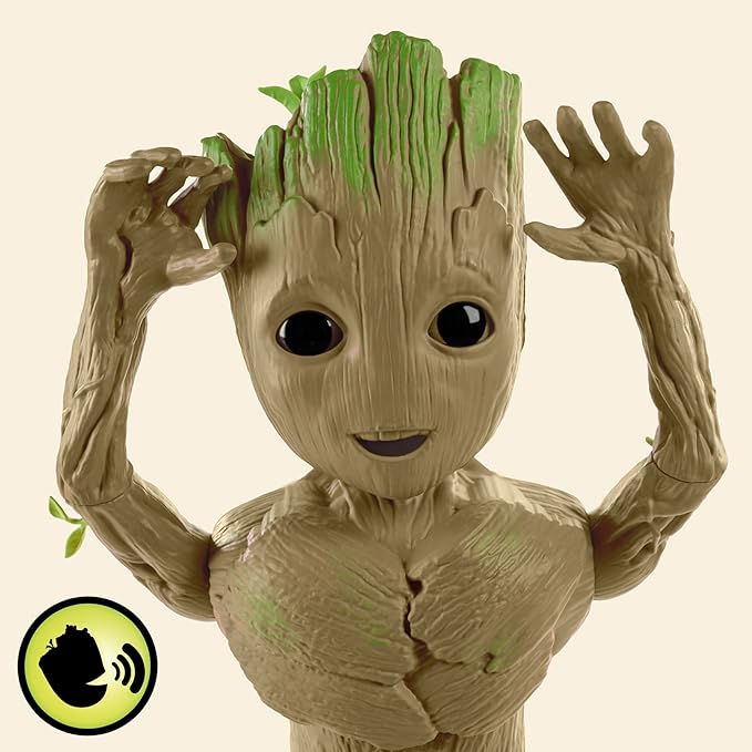 Marvel Studios I Am Groot Groove 'N Grow Groot, 13.5-Inch Interactive Action Figure, Responds to Music and Sounds, Super Hero Toys for Kids 4 and Up - Figurio