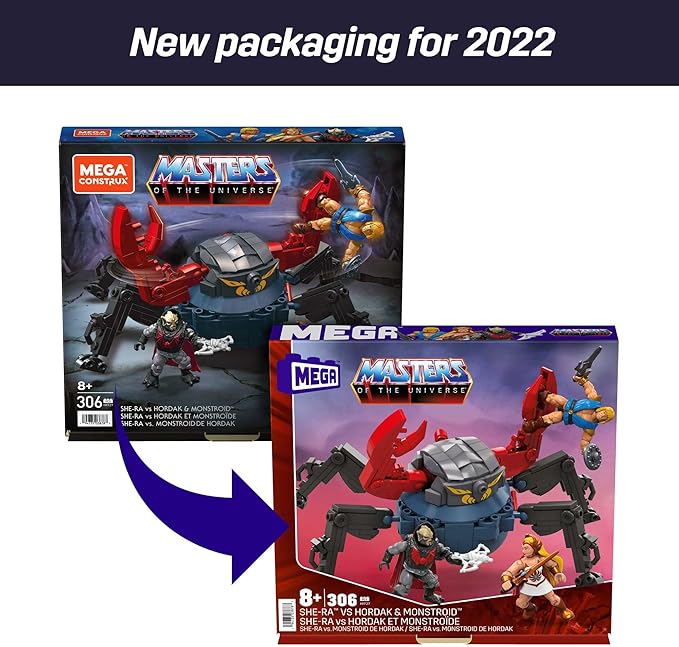 MEGA Masters of The Universe Building Set, She-Ra vs Hordak & Monstroid with 306 Pieces, 3 Poseable Micro Action Figures, for Adult Collectors - Figurio