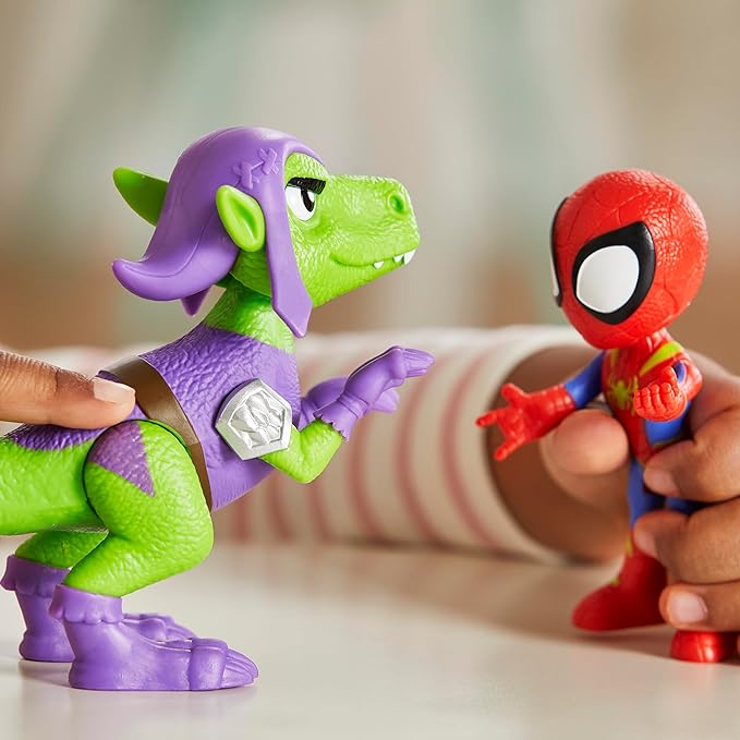 Spidey and his Amazing Friends Marvel Dino-Webs, Spidey and Goblin Raptor Action Figures Set, Super Hero Toys for Boys and Girls Ages 3 and Up - Figurio