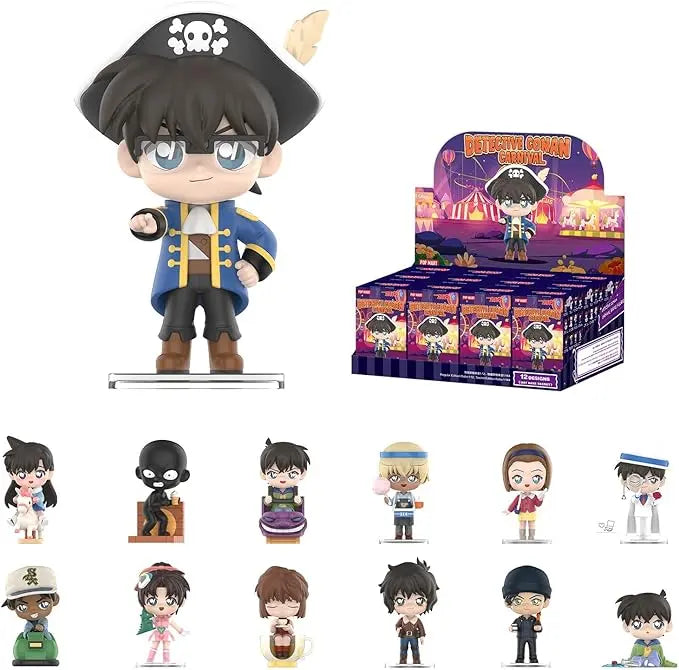 POP MART Detective Conan Case Closed Carnival Series Blind Box Figures, Random Design Mystery Toys for Modern Home Decor, Collectible Toy Set for Desk Accessories, Whole Set - Figurio