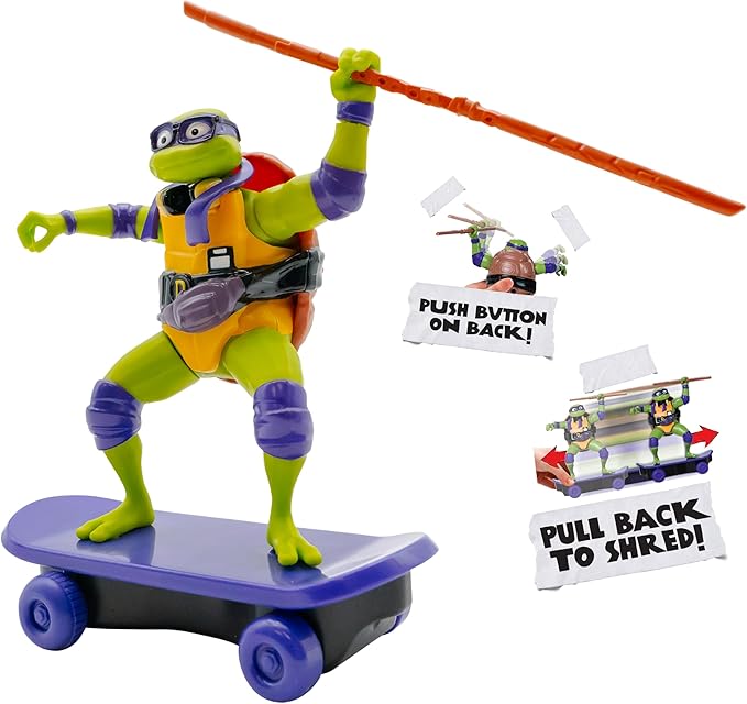 Teenage Mutant Ninja Turtles 5" Sewer Shredders Donatello Movie Edition for Ages 3+ - Shred & Battle with Bo Staff - Collect All 4! - Figurio