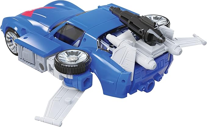 Transformers Toys Generations War for Cybertron: Kingdom Deluxe WFC-K26 Autobot Tracks Action Figure - Kids Ages 8 and Up, 5.5-inch, Blue - Figurio