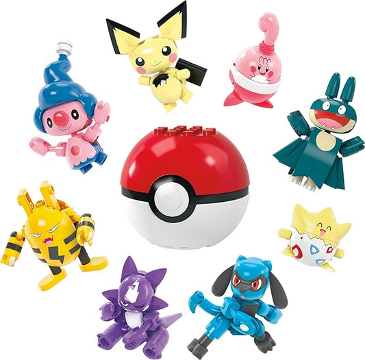 Mega Pokémon Building Toys Set Trainer 8 Pack with 189 Pieces, 8 Articulated and Poseable Characters, 2 Inches Tall, for Kids (Amazon Exclusive) - Figurio