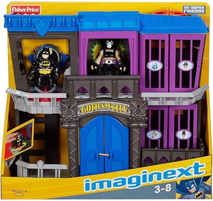 Fisher-Price Imaginext DC Super Friends Gotham City Jail Playset with Batman and Bane Figures for preschool kids ages 3-8 years - Figurio