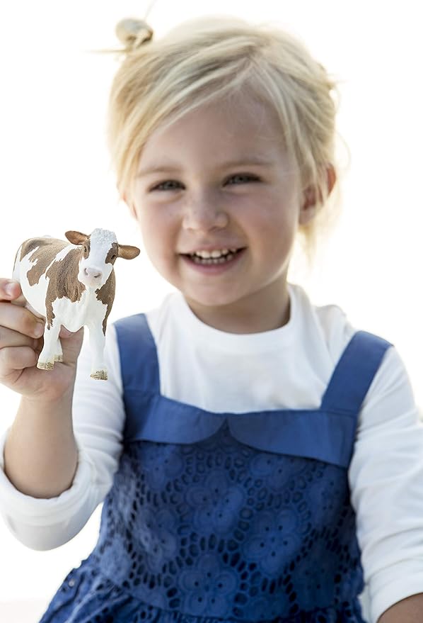 Schleich Farm World Simmental Cow Toy Figurine - Educational and Durable Farm Animal Toy Figure, Fun and Imaginative Play for Boys and Girls, Gift for Kids Ages 3+ - Figurio