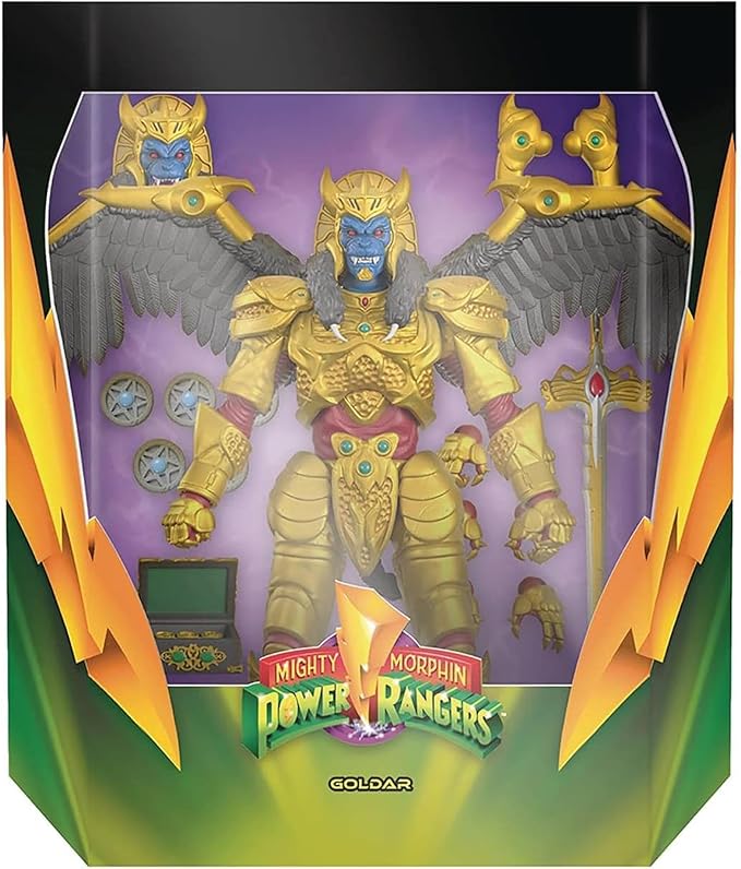 Super7 ULTIMATES! Mighty Morphin Power Rangers Goldar - 8" Power Rangers Action Figure with Accessories Classic TV Show Collectibles and Retro Toys - Figurio